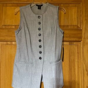 Tahari Light Gray Button-Up Vest